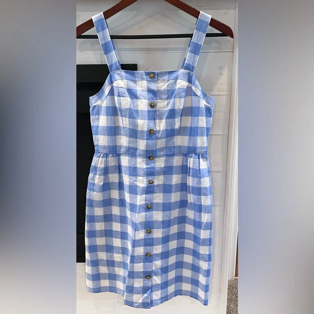 J. Crew Gingham Dress Blue size 0